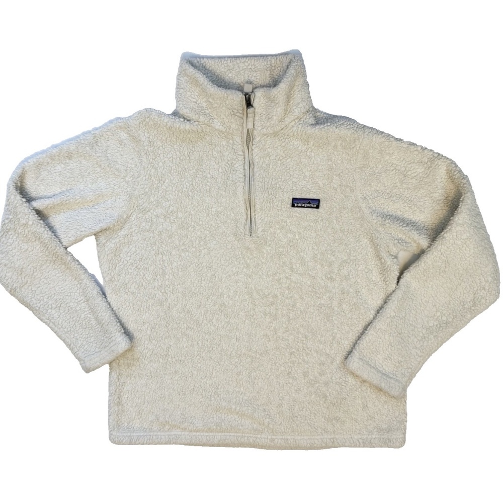Patagonia Women Size L Ivory Cream Los Gatos 1/4 Zip Fleece Pullover Sweatshirt